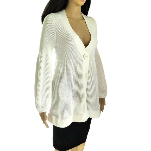 Escada Ivory Babydoll Butterfly Sleeve Cardigan Sweater 36 XS S - Picture 4 of 9